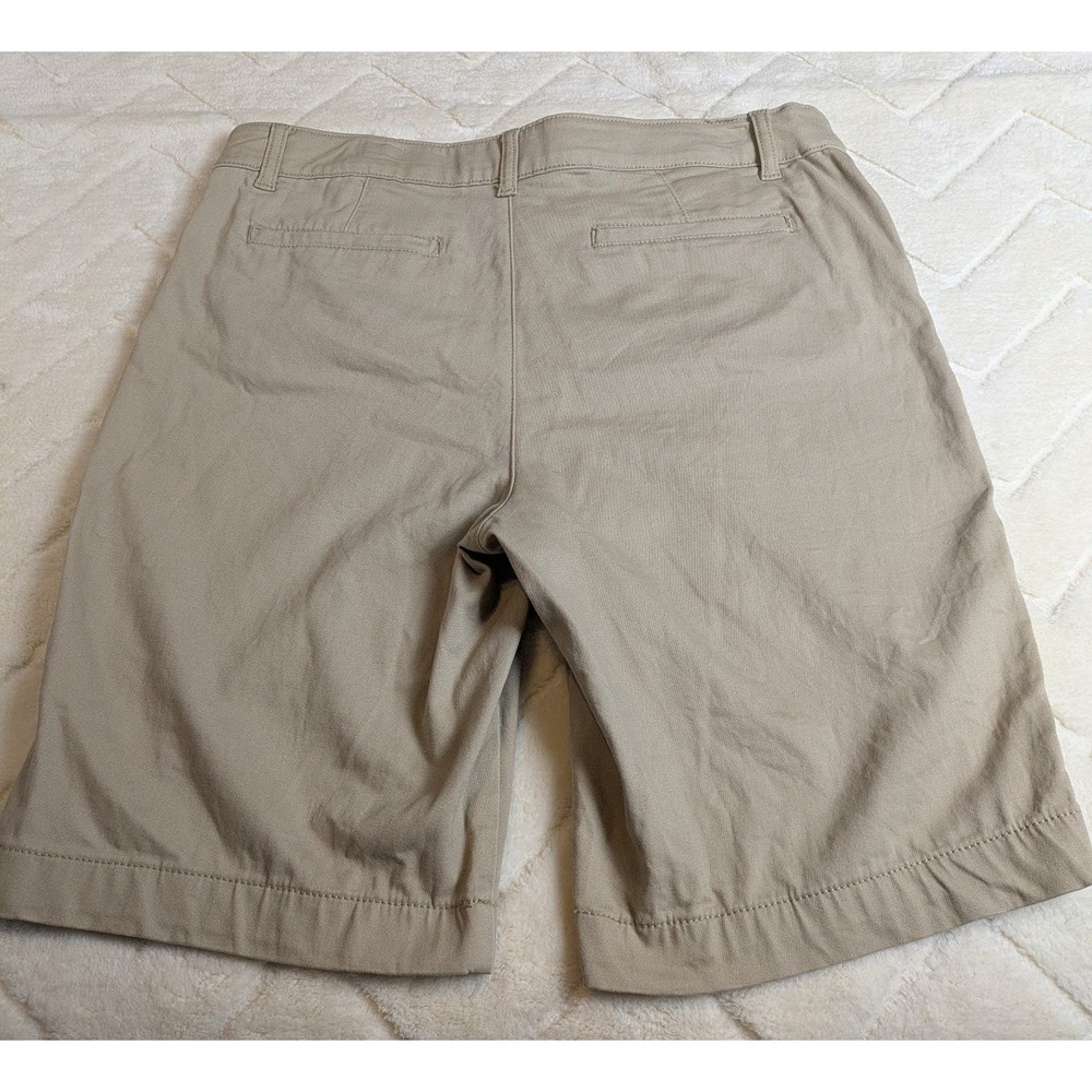 St Johns Bay Bermuda Shorts Womens 12 Khaki Tan Cotton Stretch Twill Casual